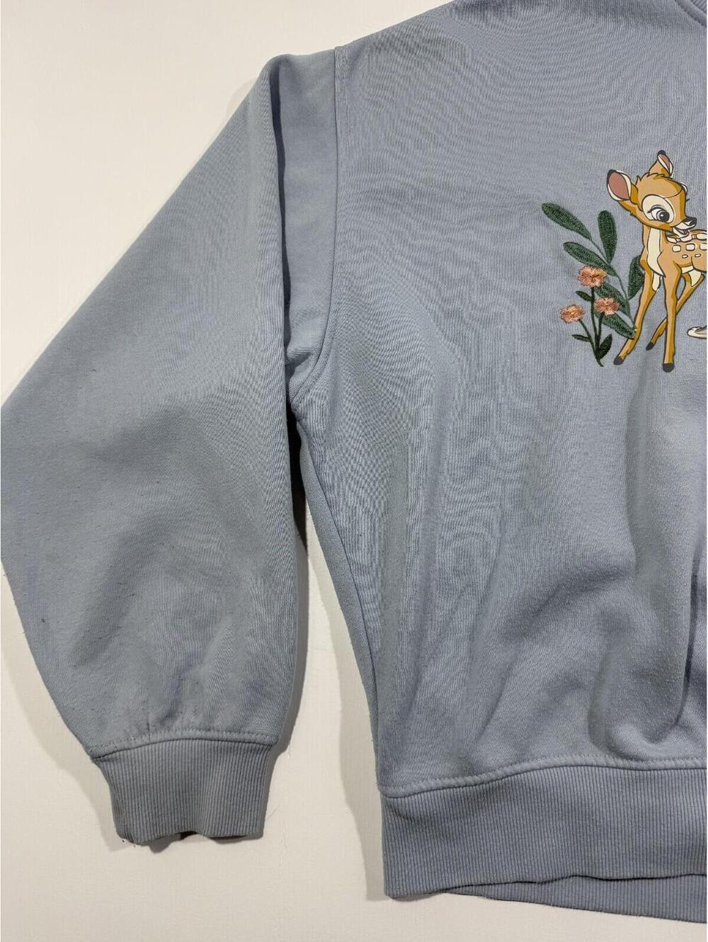 Disney Bambi Sweatshirt Womens Medium Blue Embroidered Crewneck Thumper Flower - Picture 4 of 9